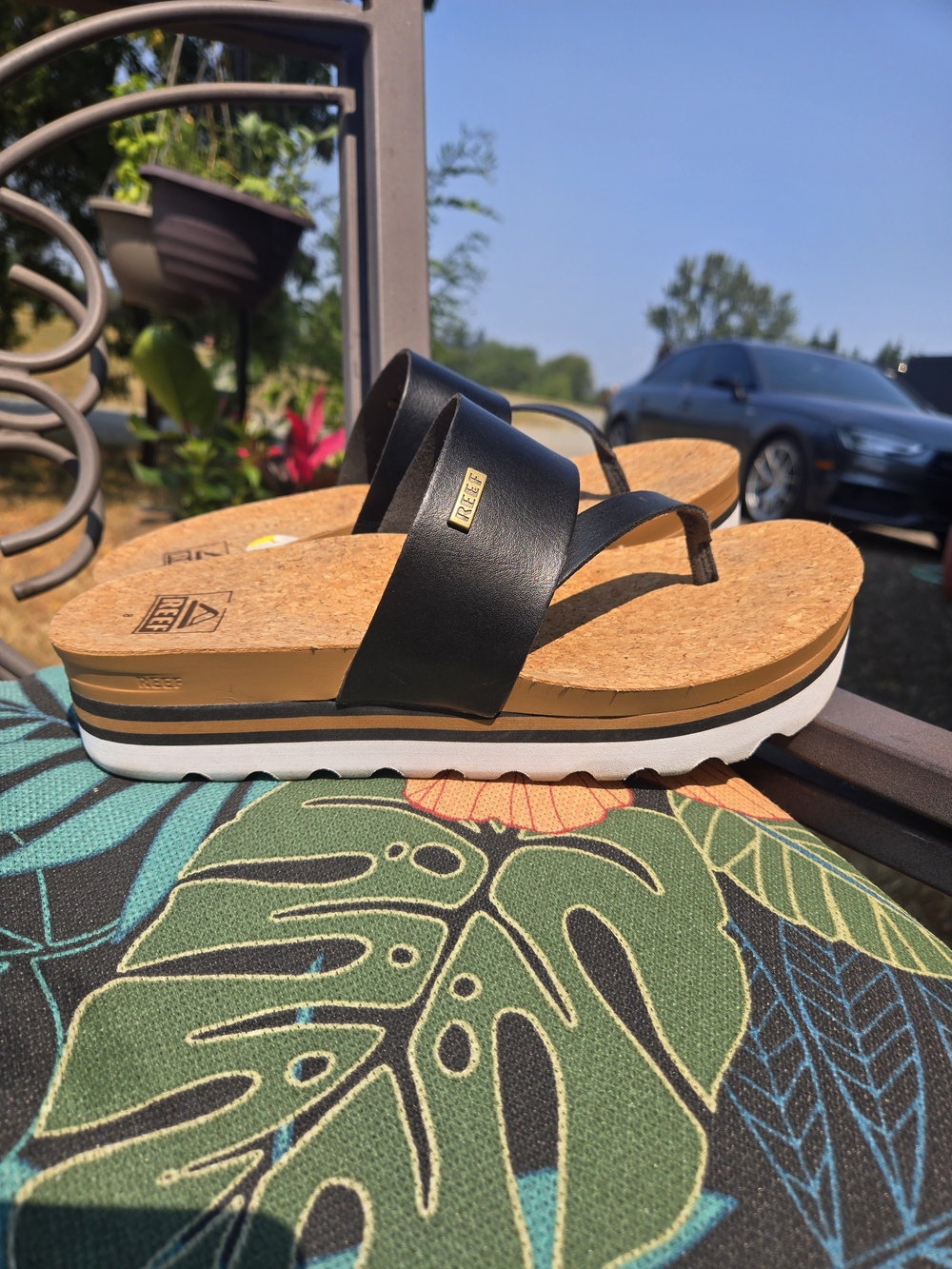 Reef Women’s Black Cork Platform Thong Sandals